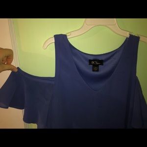 Fitted Blue Dress: Mock Sleeve